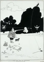 Dlouhá ruka náhody při práci na vřesovištích, ilustrace pro The Bystander, srpen 1922